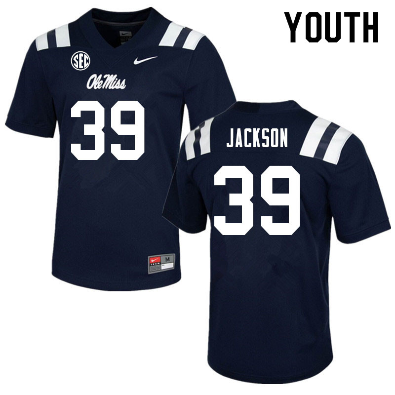 Dink Jackson Ole Miss Rebels NCAA Youth Navy #39 Stitched Limited College Football Jersey TYY3158FP